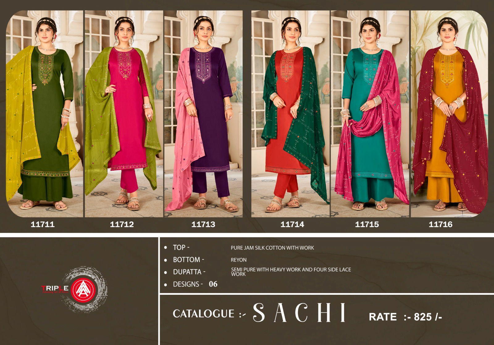 Sachi By Triple Aaa Jam Silk Designer Salwar Kameez Wholesale Price In Surat